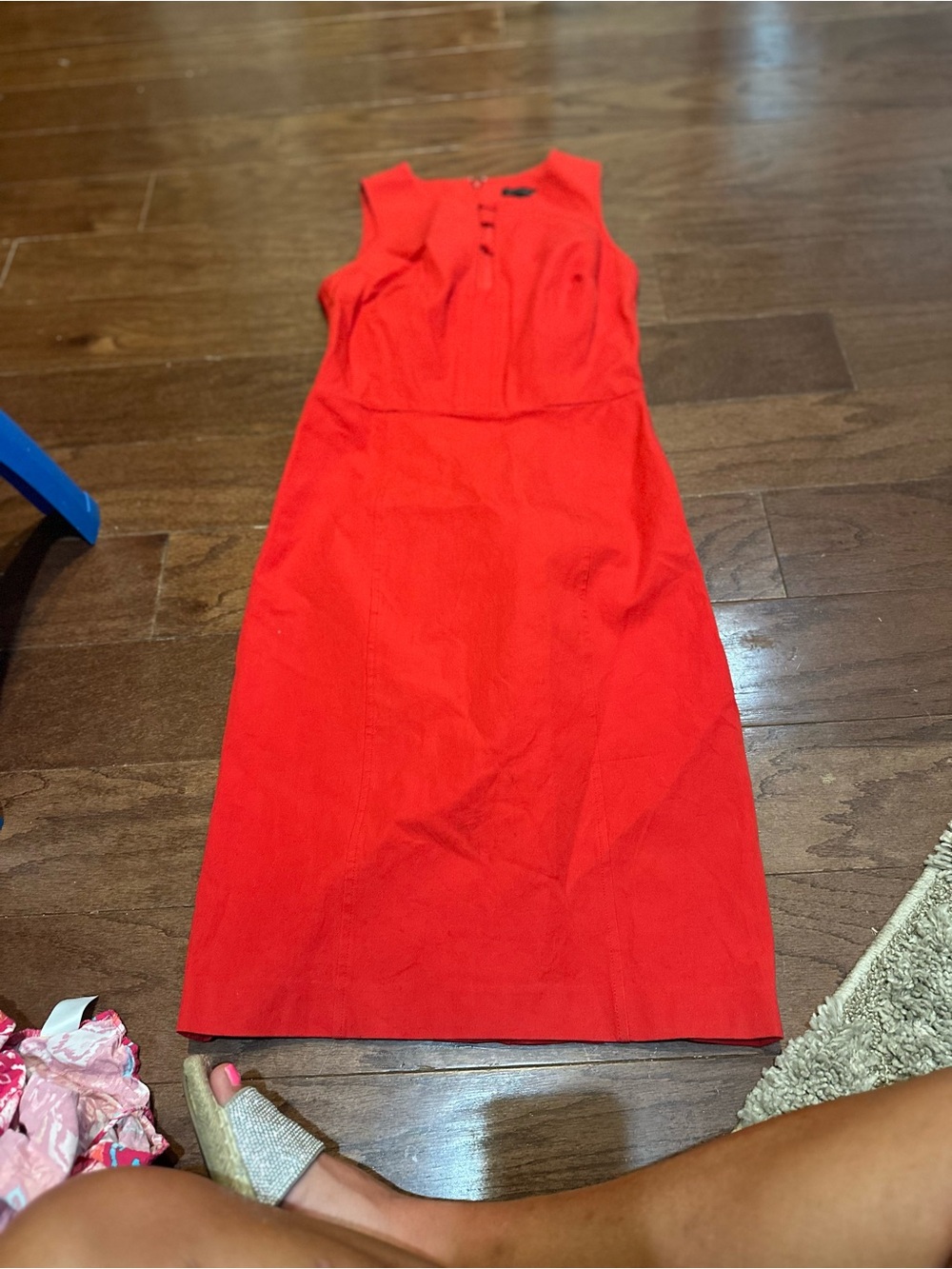 Banana Republic Vibrant Red Sleeveless Midi Sheath Dress